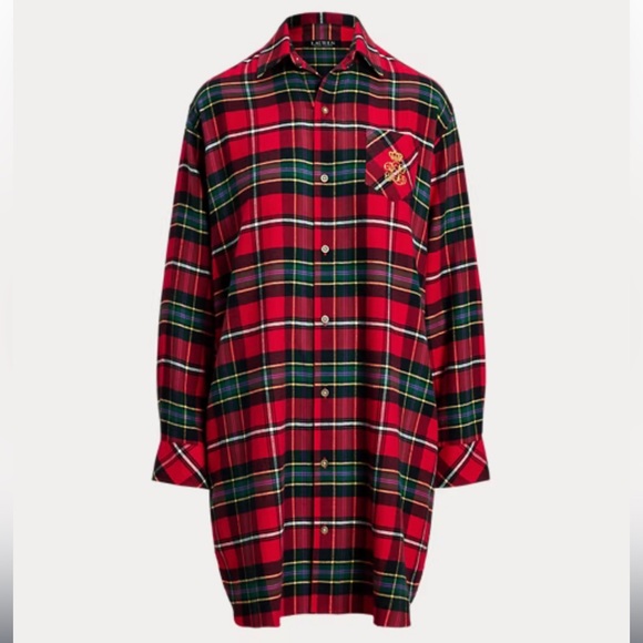 Ralph Lauren Plaid Herringbone Twill Sleep Shirt in L - Picture 2 of 10